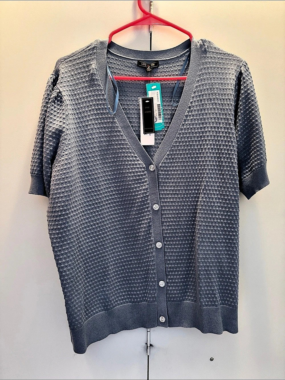 Lety & Me Short Sleeve Button Front Top in Blue NWT